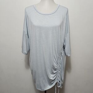 Wrangler Wrancher Light Blue Slub Jersey Riched Knit Top Size XL